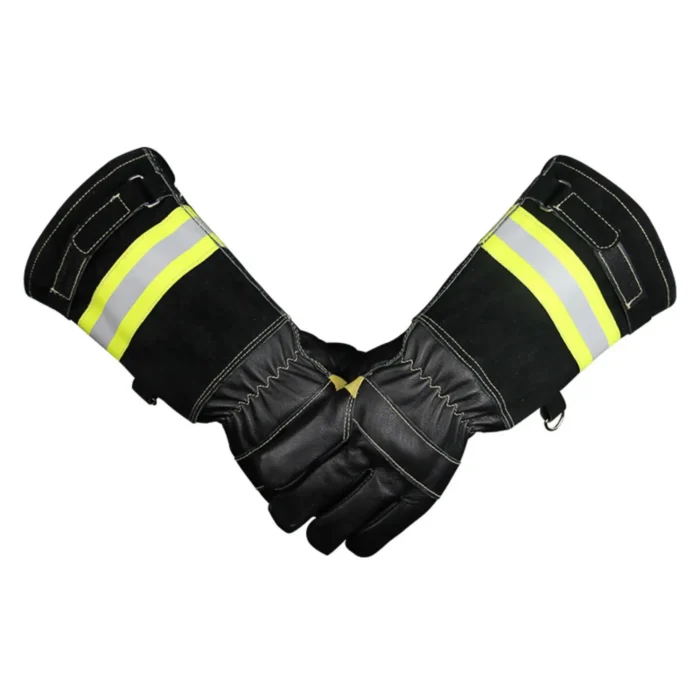Black Length Cow Leather EN659 Certified Fire Gloves