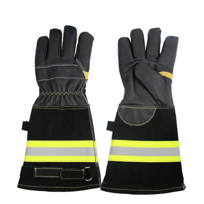 Black Length Cow Leather EN659 Certified Fire Gloves