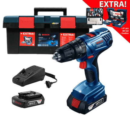 Bosch GSB 180-Li Cordless Hammer Drill + 41pcs Bit Set and Case