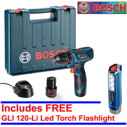 Bosch GSR 120-LI Cordless Drill / Driver + GLI 120 Cordless Led Flashlight