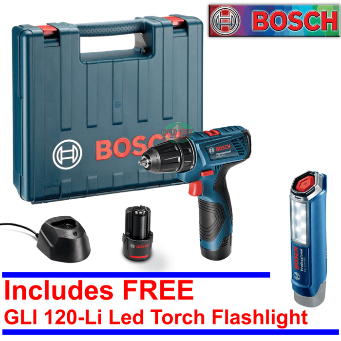 Bosch GSR 120-LI Cordless Drill / Driver + GLI 120 Cordless Led Flashlight