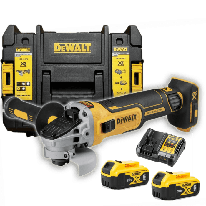 Dewalt DCG405P2 20V Cordless Brushless Angle Grinder (Set)