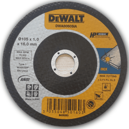 Dewalt DWA8060SIA S/S Cut Off Wheel 4" Super Thin (DWA8060B50 INOX)