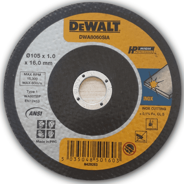 Dewalt DWA8060SIA S/S Cut Off Wheel 4" Super Thin (DWA8060B50 INOX)