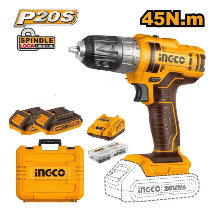 Ingco CDLI200528 Li-Ion Cordless Drill 20V