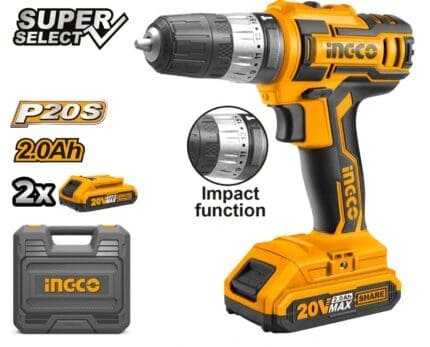 Ingco CIDLI200215 20V Cordless Li-Ion Impact Drill 20V SS