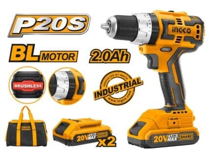 Ingco CIDLI20608 20V Cordless Li-Ion Impact Drill 20V BL Motor