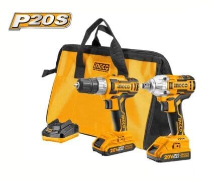 Ingco CKLI2007 20V Li-Ion Cordless 2pc Combo Kit: Drill & Wrench