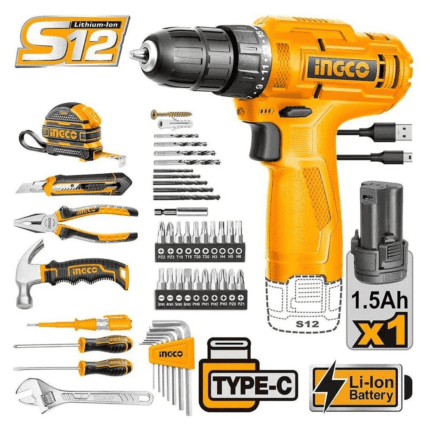 Ingco HKTHP10891 Cordless Drill 89Pcs Tools Set