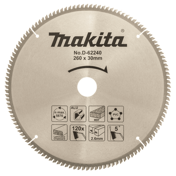 Makita D-62240 Multi Purpose TCT Circular Saw Blade 10" x 120T