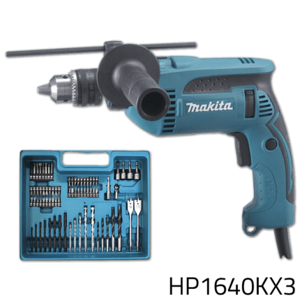 Makita HP1640KX3 Hammer Drill with Case (74pcs Accessories)