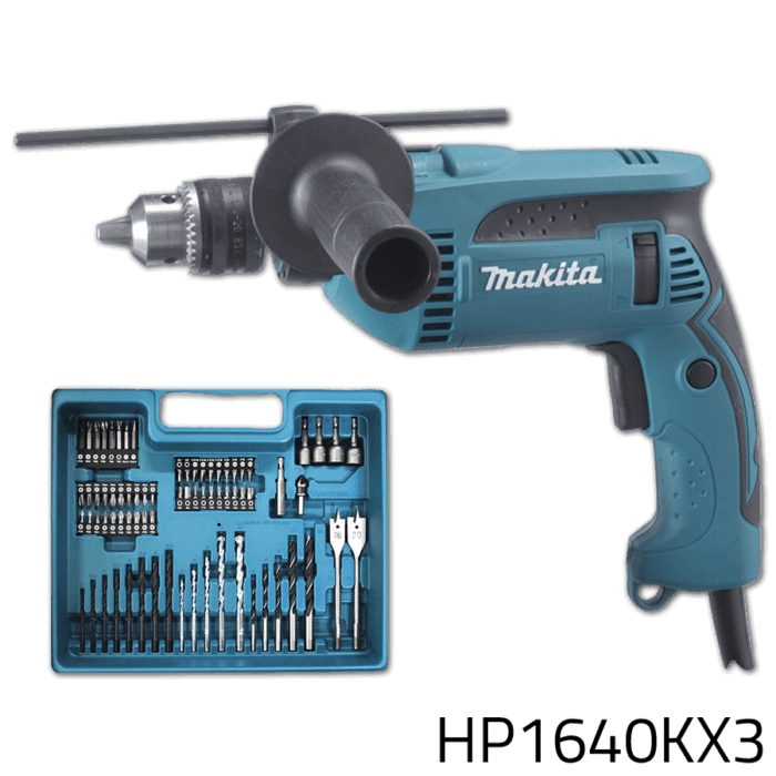 Makita HP1640KX3 Hammer Drill with Case (74pcs Accessories)