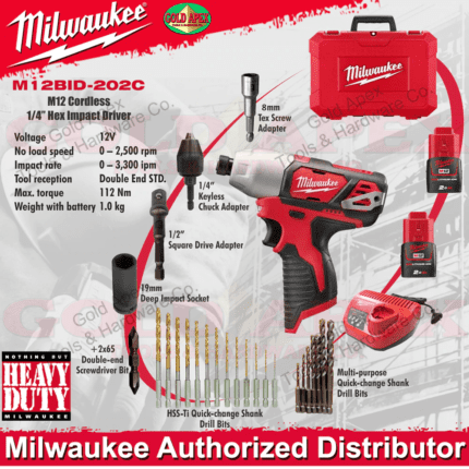Milwaukee M12™ BID-202C 1/4" Cordless Hex Impact Driver (Promo Set)