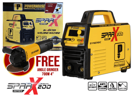 Powerhouse SPARX MMA-200 DC Type Inverter Welding Machine 200A [Synergic] with Powerhouse PHM-AG700 Angle Grinder