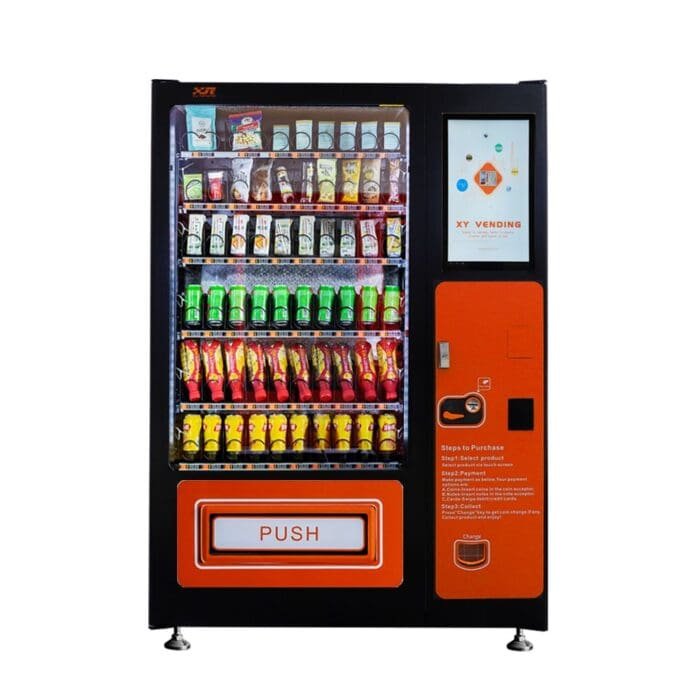 Snack and drink vending machine with 21.5-inch touch screen can be used to sell snacks and cold or room temperature beverages——XY-DLY-10C-I-21.5＂