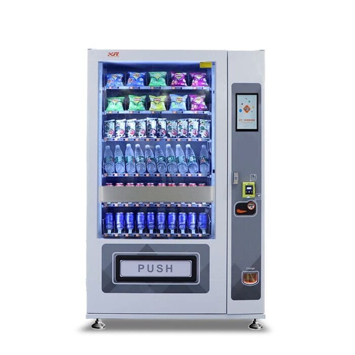 Snack and drink vending machine with lifting system can be used to sell snacks and cold or room temperature beverages——XY-SLY-10C-L1-10.1＂