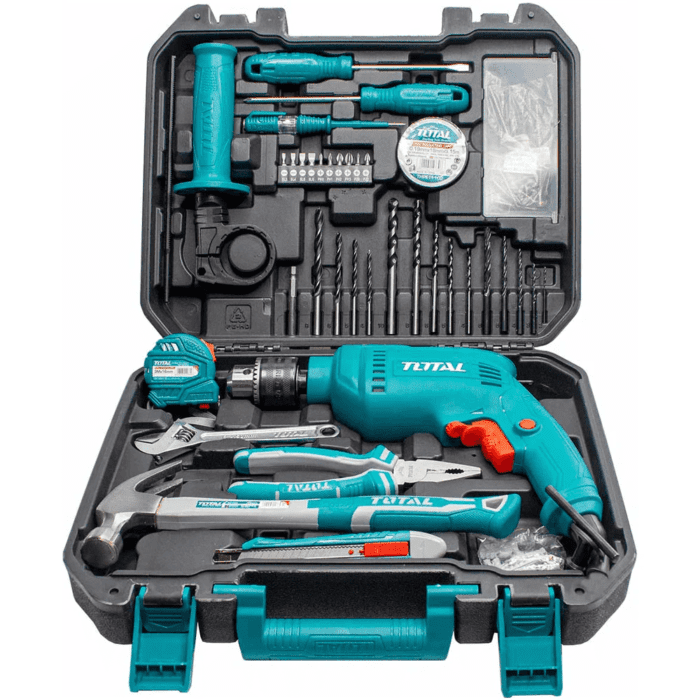 Total THKTHP1152 Hammer Drill with Hand Tools Set (115pcs)