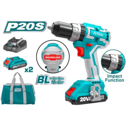 Total TIDLI20608 20V Cordless Brushless Hammer Drill / Impact Drill